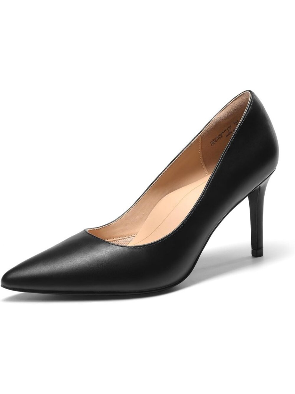 Women's High Heel Black Pu Faux Suede Pump Closed Pointed Toe Comfortable Shoes